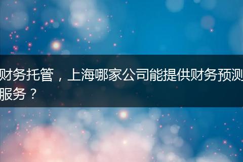 財(cái)務(wù)托管，上海哪家公司能提供財(cái)務(wù)預(yù)測(cè)服務(wù)？