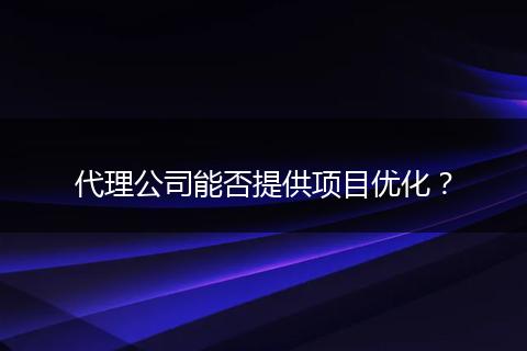 代理公司能否提供項目優(yōu)化？
