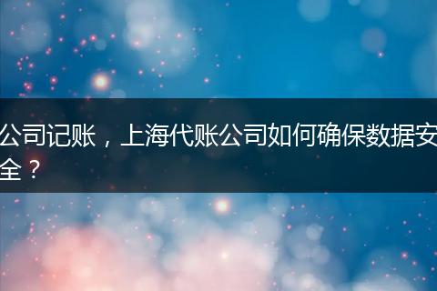 公司記賬，上海代賬公司如何確保數(shù)據(jù)安全？