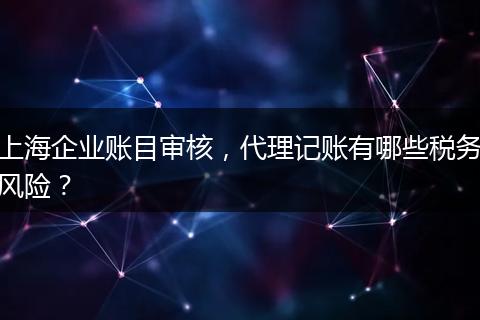 上海企業(yè)賬目審核，代理記賬有哪些稅務(wù)風(fēng)險？