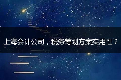 上海會計公司，稅務籌劃方案實用性？