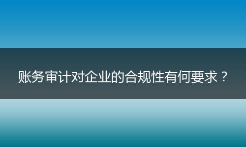 賬務審計對企業(yè)的合規(guī)性有何要求？