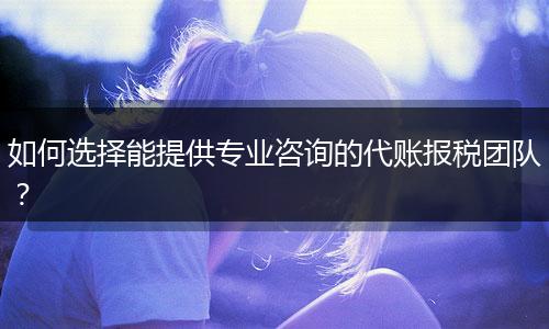 如何選擇能提供專業(yè)咨詢的代賬報稅團隊？