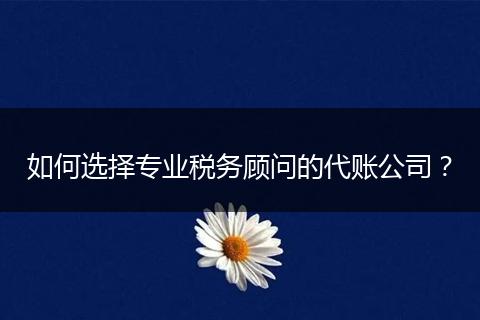 如何選擇專業(yè)稅務(wù)顧問的代賬公司？
