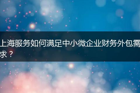 上海服務(wù)如何滿足中小微企業(yè)財務(wù)外包需求？