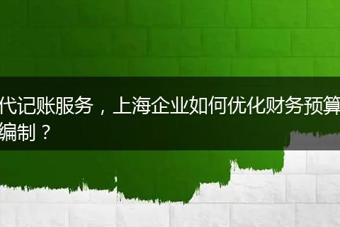 代記賬服務(wù)，上海企業(yè)如何優(yōu)化財(cái)務(wù)預(yù)算編制？