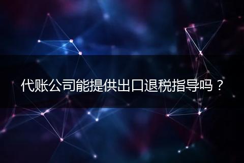 代賬公司能提供出口退稅指導(dǎo)嗎？