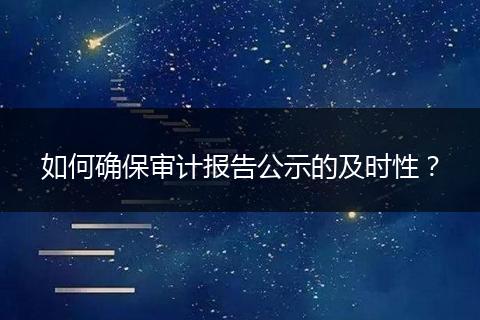 如何確保審計(jì)報(bào)告公示的及時(shí)性？