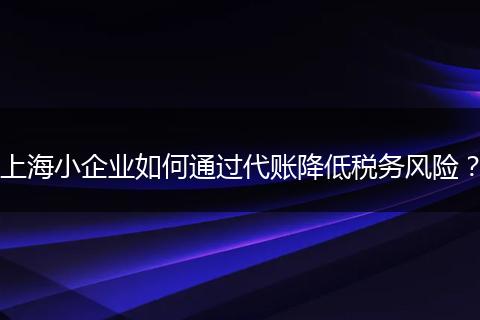 上海小企業(yè)如何通過代賬降低稅務(wù)風險？