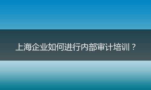 上海企業(yè)如何進行內(nèi)部審計培訓(xùn)？