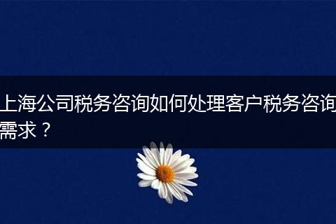 上海公司稅務(wù)咨詢?nèi)绾翁幚砜蛻舳悇?wù)咨詢需求？