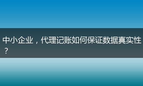 中小企業(yè)，代理記賬如何保證數據真實性？