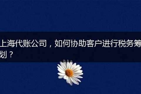 上海代賬公司，如何協(xié)助客戶(hù)進(jìn)行稅務(wù)籌劃？