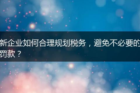 新企業(yè)如何合理規(guī)劃稅務，避免不必要的罰款？
