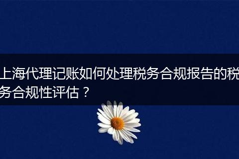 上海代理記賬如何處理稅務合規(guī)報告的稅務合規(guī)性評估？