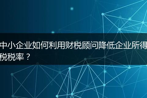 中小企業(yè)如何利用財(cái)稅顧問降低企業(yè)所得稅稅率？