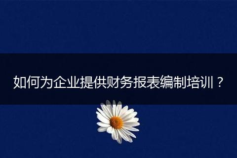 如何為企業(yè)提供財務(wù)報表編制培訓(xùn)？