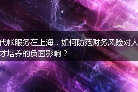 代帳服務在上海，如何防范財務風險對人才培養(yǎng)的負面影響？