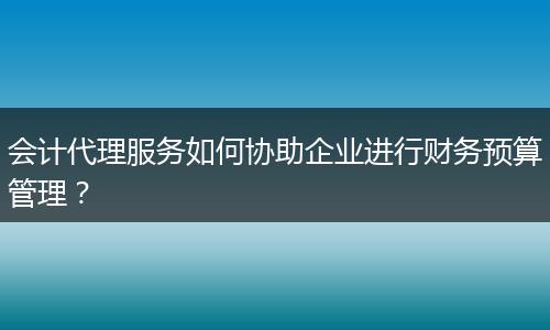 會計代理服務如何協(xié)助企業(yè)進行財務預算管理？