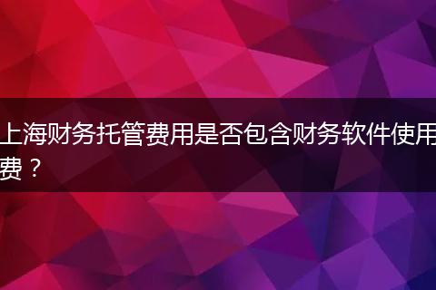 上海財務(wù)托管費用是否包含財務(wù)軟件使用費？