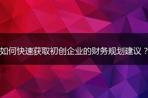 如何快速獲取初創(chuàng)企業(yè)的財(cái)務(wù)規(guī)劃建議？