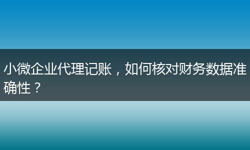 小微企業(yè)代理記賬，如何核對財務(wù)數(shù)據(jù)準確性？