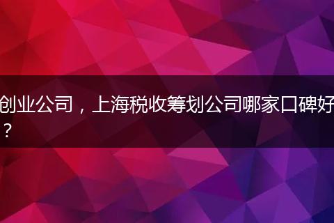 創(chuàng)業(yè)公司，上海稅收籌劃公司哪家口碑好？