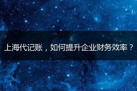 上海代記賬，如何提升企業(yè)財(cái)務(wù)效率？