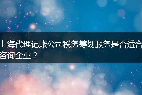 上海代理記賬公司稅務(wù)籌劃服務(wù)是否適合咨詢企業(yè)？