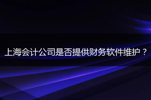 上海會(huì)計(jì)公司是否提供財(cái)務(wù)軟件維護(hù)？