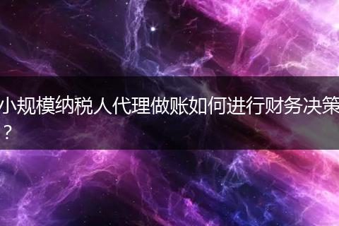 小規(guī)模納稅人代理做賬如何進(jìn)行財(cái)務(wù)決策？
