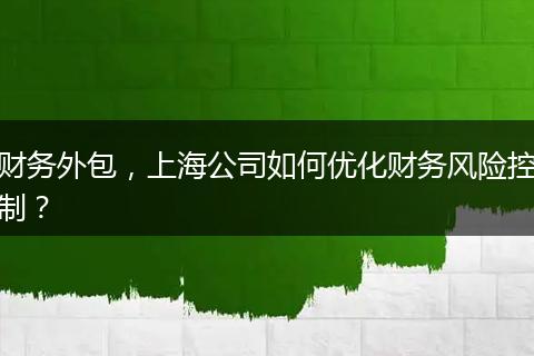 財務(wù)外包，上海公司如何優(yōu)化財務(wù)風(fēng)險控制？