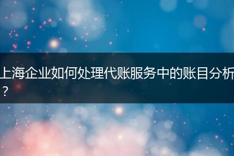 上海企業(yè)如何處理代賬服務(wù)中的賬目分析？