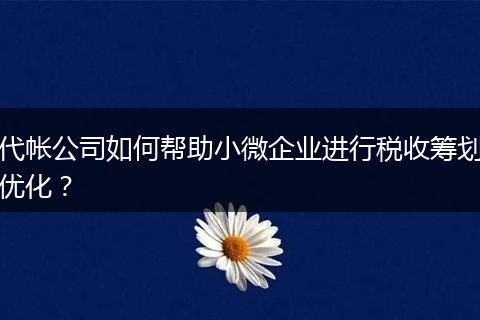 代帳公司如何幫助小微企業(yè)進(jìn)行稅收籌劃優(yōu)化？