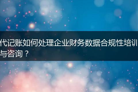 代記賬如何處理企業(yè)財務(wù)數(shù)據(jù)合規(guī)性培訓(xùn)與咨詢？