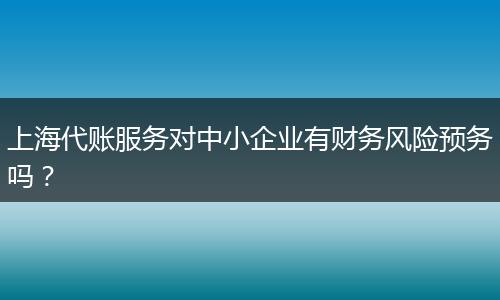上海代賬服務(wù)對中小企業(yè)有財務(wù)風(fēng)險預(yù)務(wù)嗎？