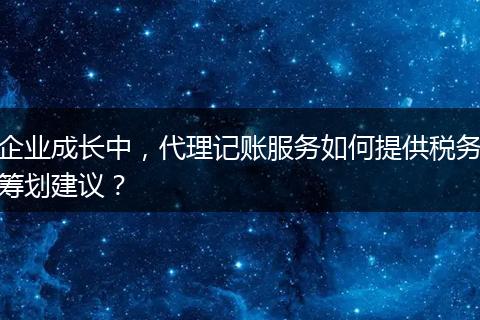 企業(yè)成長(zhǎng)中，代理記賬服務(wù)如何提供稅務(wù)籌劃建議？