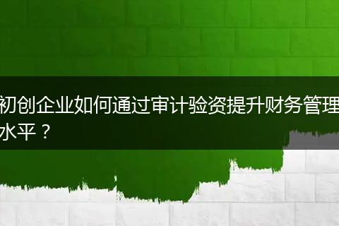 初創(chuàng)企業(yè)如何通過審計驗資提升財務管理水平？