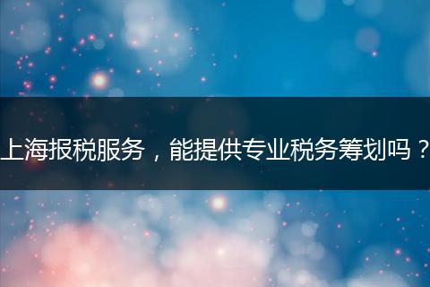上海報(bào)稅服務(wù)，能提供專業(yè)稅務(wù)籌劃嗎？