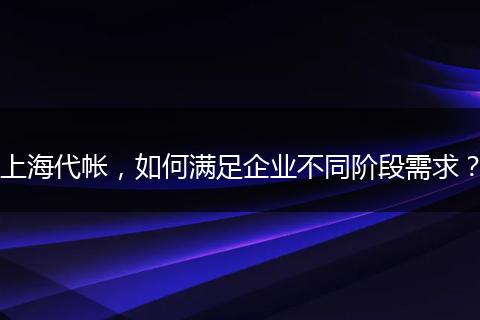 上海代帳，如何滿足企業(yè)不同階段需求？