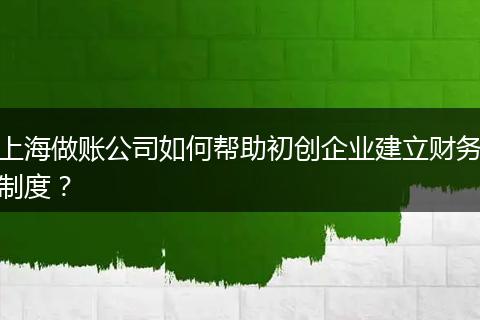 上海做賬公司如何幫助初創(chuàng)企業(yè)建立財(cái)務(wù)制度？