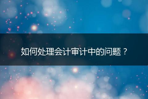 如何處理會計審計中的問題？
