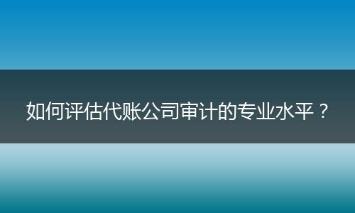 如何評(píng)估代賬公司審計(jì)的專業(yè)水平？