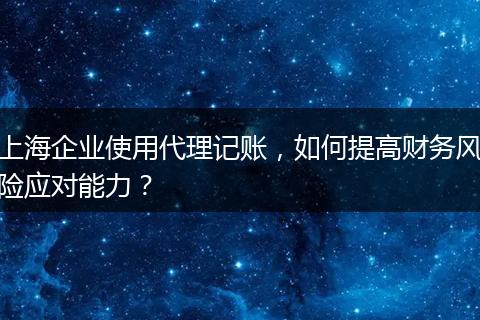 上海企業(yè)使用代理記賬，如何提高財(cái)務(wù)風(fēng)險(xiǎn)應(yīng)對(duì)能力？