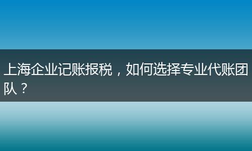 上海企業(yè)記賬報(bào)稅，如何選擇專業(yè)代賬團(tuán)隊(duì)？