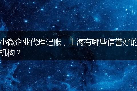小微企業(yè)代理記賬，上海有哪些信譽(yù)好的機(jī)構(gòu)？