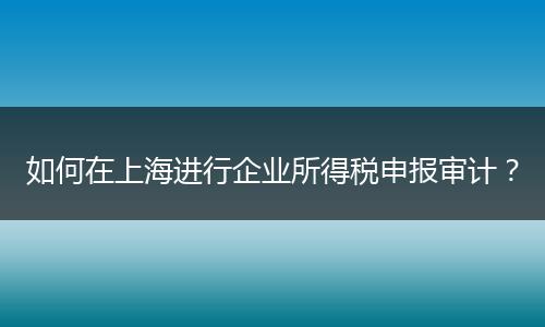 如何在上海進行企業(yè)所得稅申報審計？