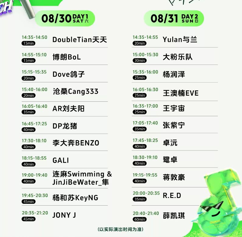 成都汽水音樂(lè)節(jié)演出嘉賓+演出時(shí)間表