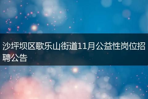 沙坪壩區(qū)歌樂山街道11月公益性崗位招聘公告