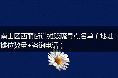 南山區(qū)西麗街道攤販?zhǔn)鑼?dǎo)點名單(地址+攤位數(shù)量+咨詢電話)
